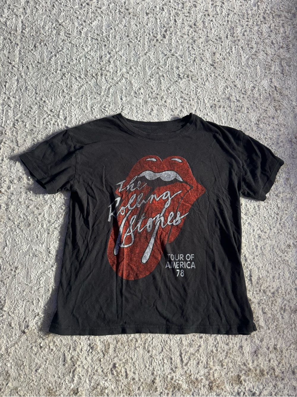 the Rolling Stones Black Short Sleeve Tee with Red Tongue Logo